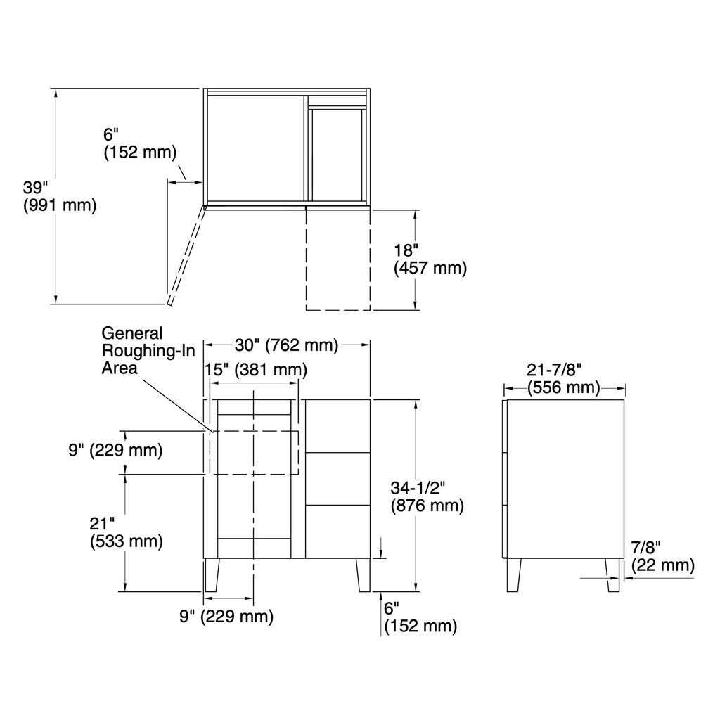 Kohler 99530-LGR-1WB Poplin Vanity, 30 1 Door 3 Dwr Rgt Leg