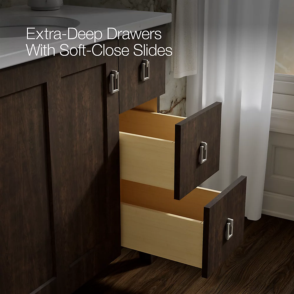 Kohler 99533-LGR-1WB Poplin Vanity, 36 1 Door 3 Dwr Rgt Leg