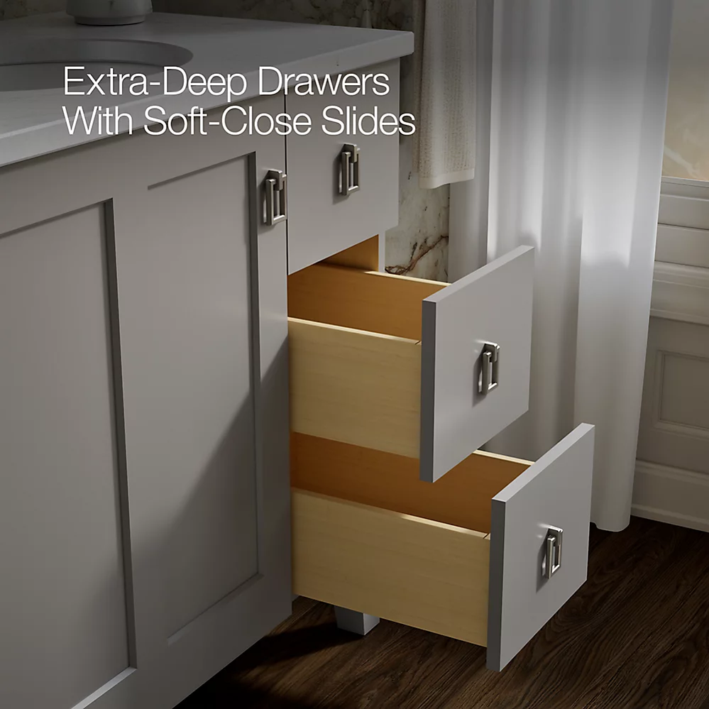 Kohler 99533-LGR-1WT Poplin Vanity, 36 1 Door 3 Dwr Rgt Leg
