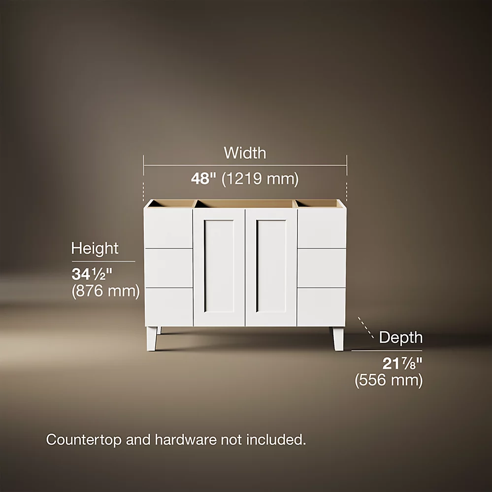 Kohler 99535-LG-1WA Poplin Vanity, 48 2 Door 6 Dwr Legs