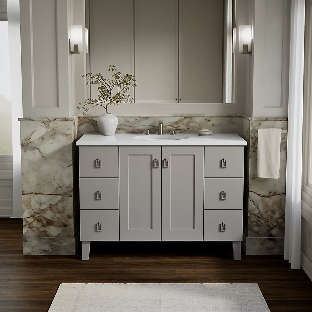 Kohler 99535-LG-1WT Poplin Vanity, 48 2 Door 6 Dwr Legs