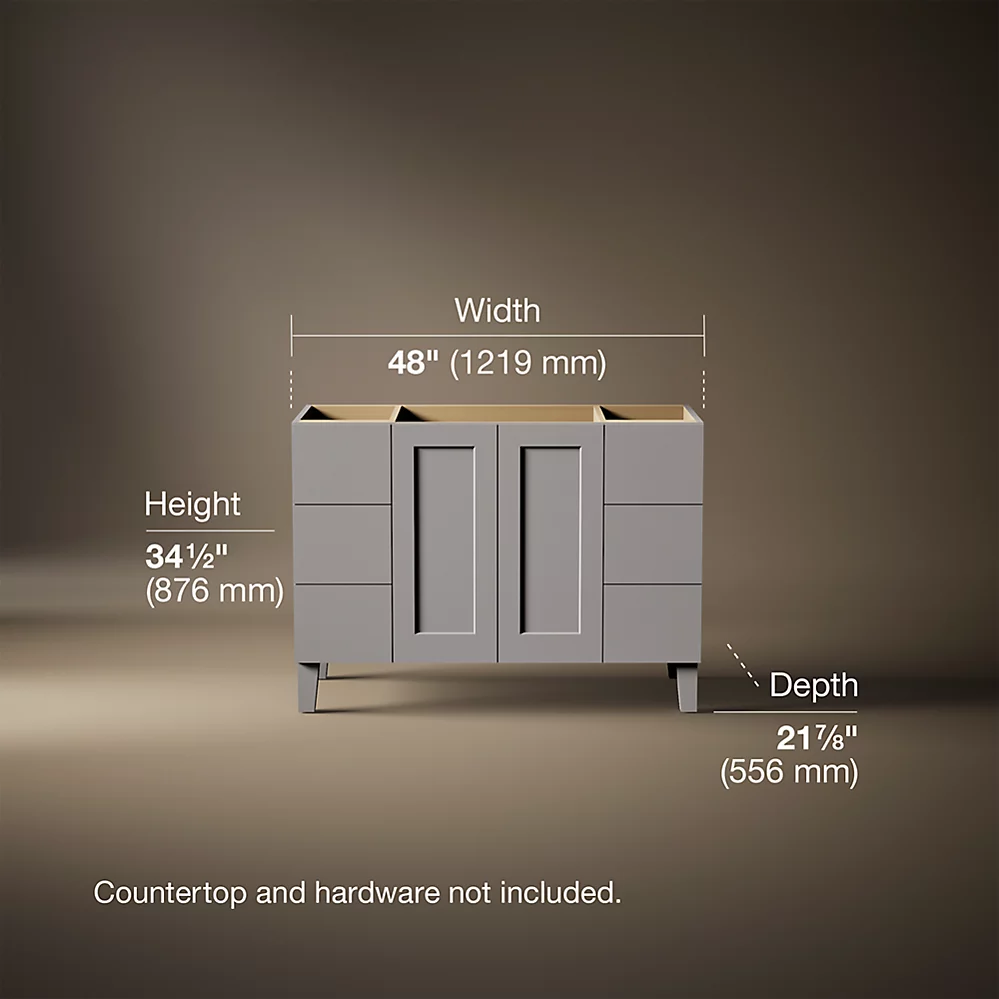 Kohler 99535-LG-1WT Poplin Vanity, 48 2 Door 6 Dwr Legs