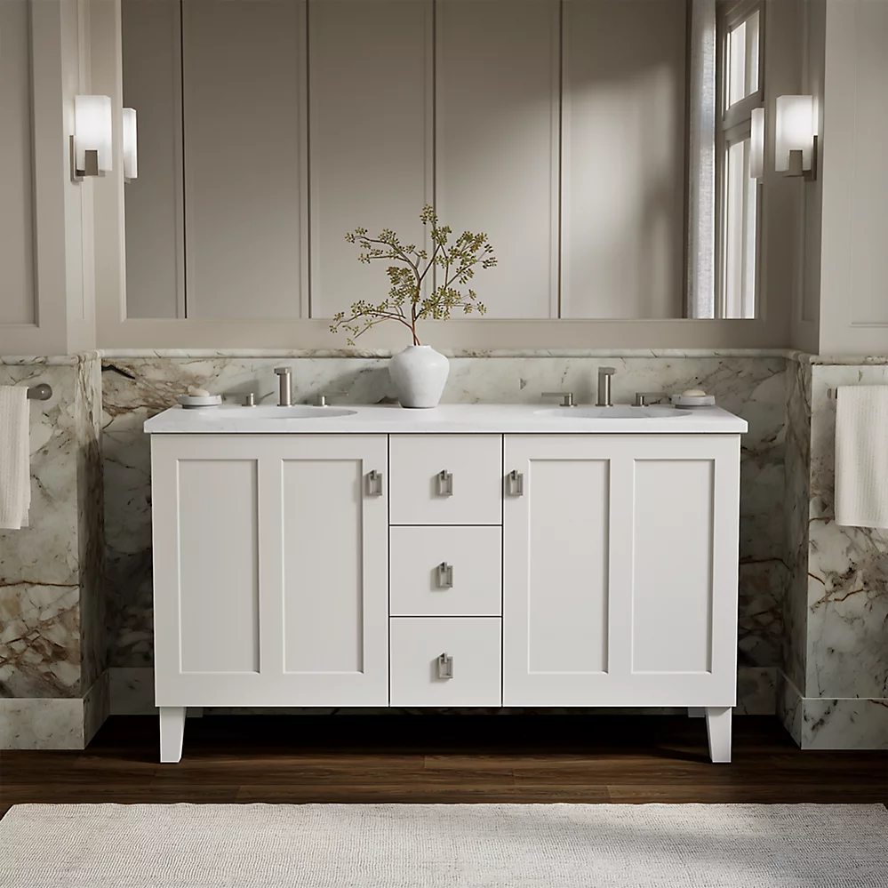 Kohler 99537-LG-1WA Poplin Vanity, 60 2 Door 3 Dwr Legs