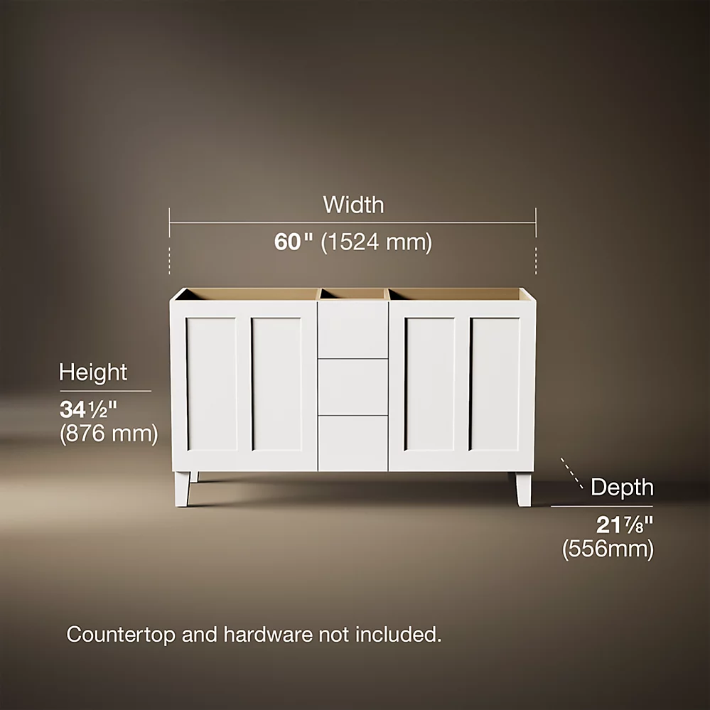 Kohler 99537-LG-1WA Poplin Vanity, 60 2 Door 3 Dwr Legs