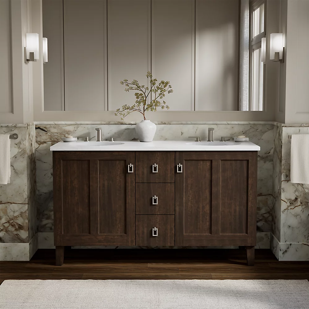 Kohler 99537-LG-1WB Poplin Vanity, 60 2 Door 3 Dwr Legs