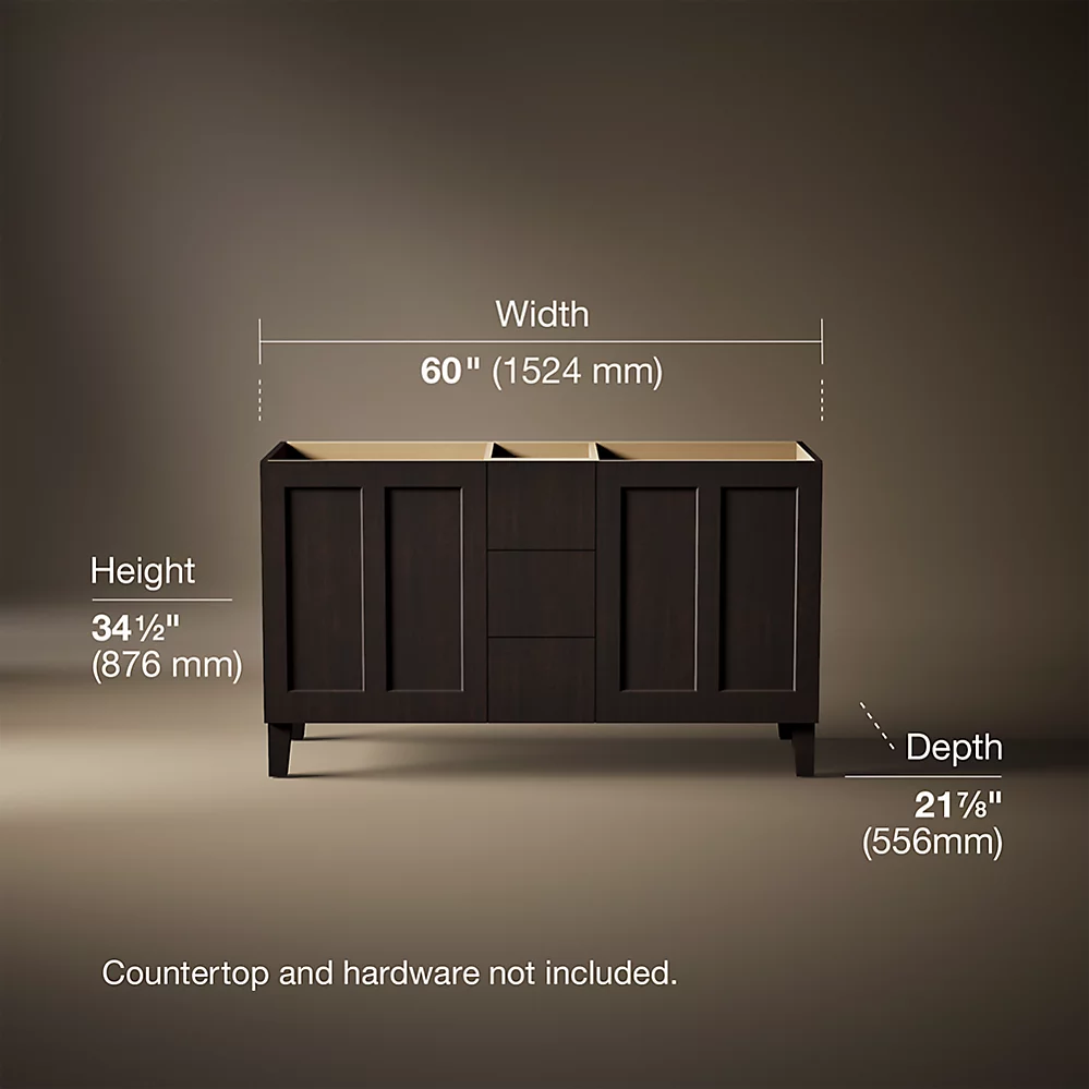 Kohler 99537-LG-1WB Poplin Vanity, 60 2 Door 3 Dwr Legs