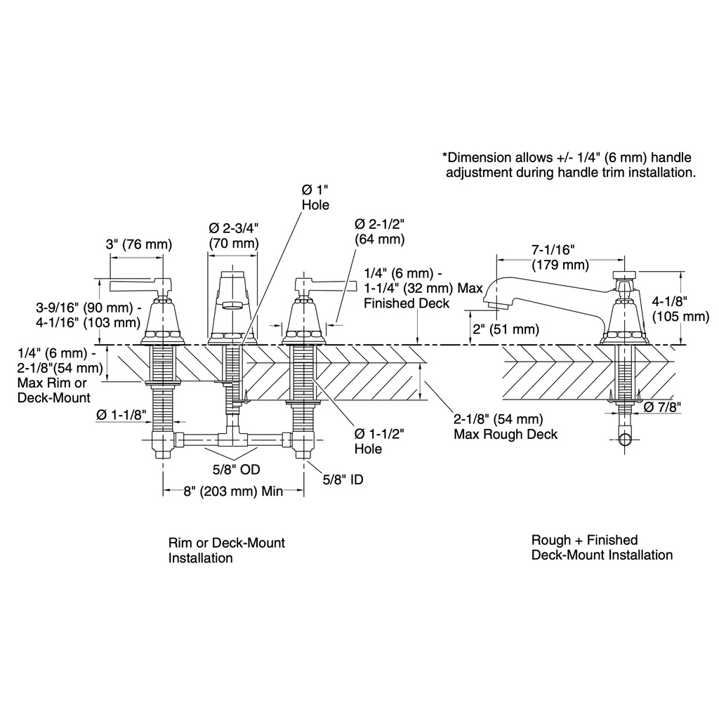 Kohler T13140-4A-BN Pinstripe Pure Deck Mount Trim
