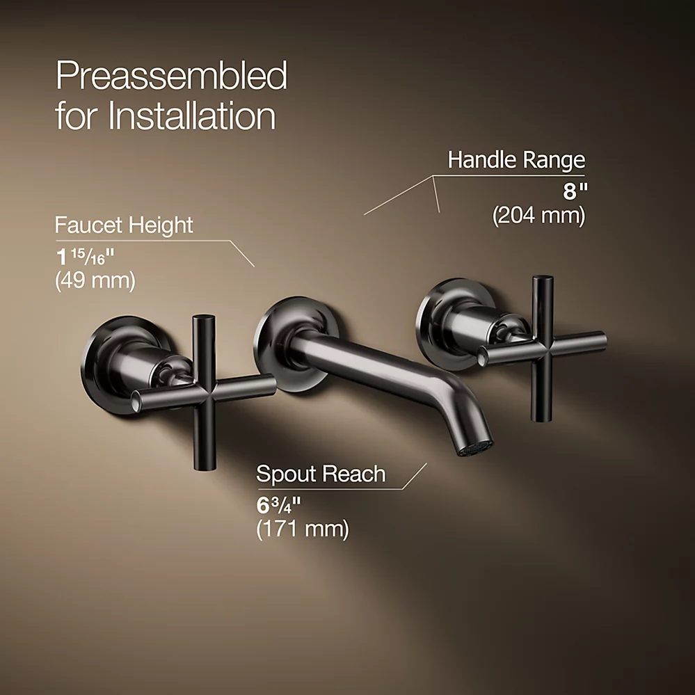 Kohler T14413-3-TT Purist Wall-Mount Lav Faucet Trim