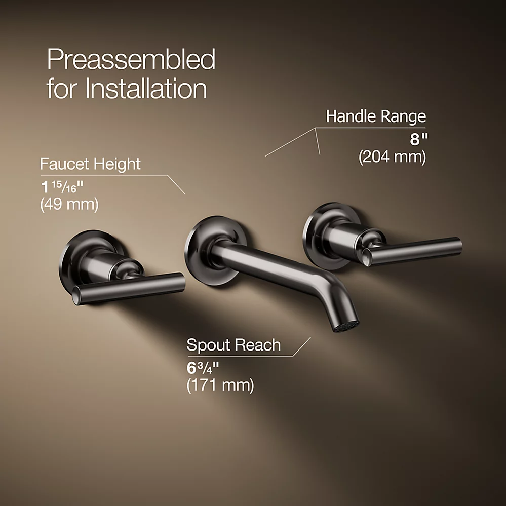 Kohler T14413-4-TT Purist Wall-Mount Lav Faucet Trim