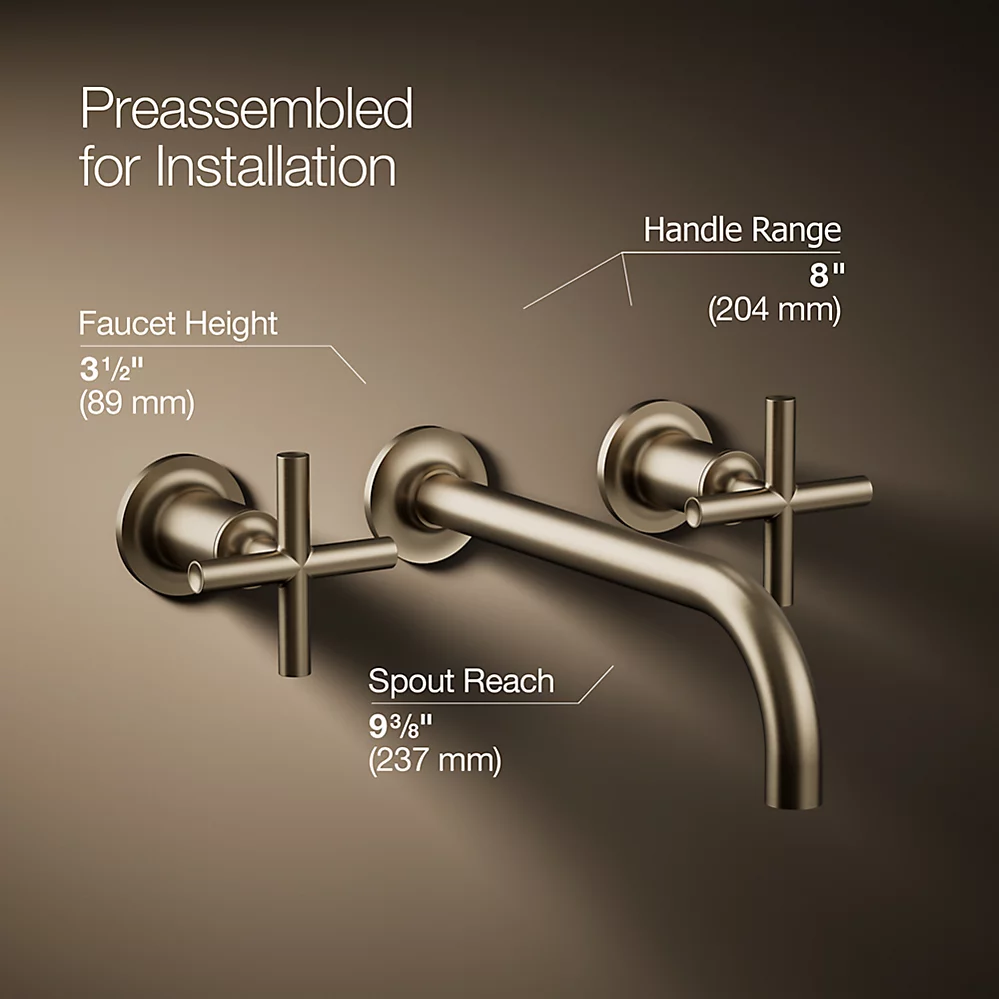 Kohler T14414-3-BV Purist W-M Lav Trim, 9 90 Deg Spt, Crs