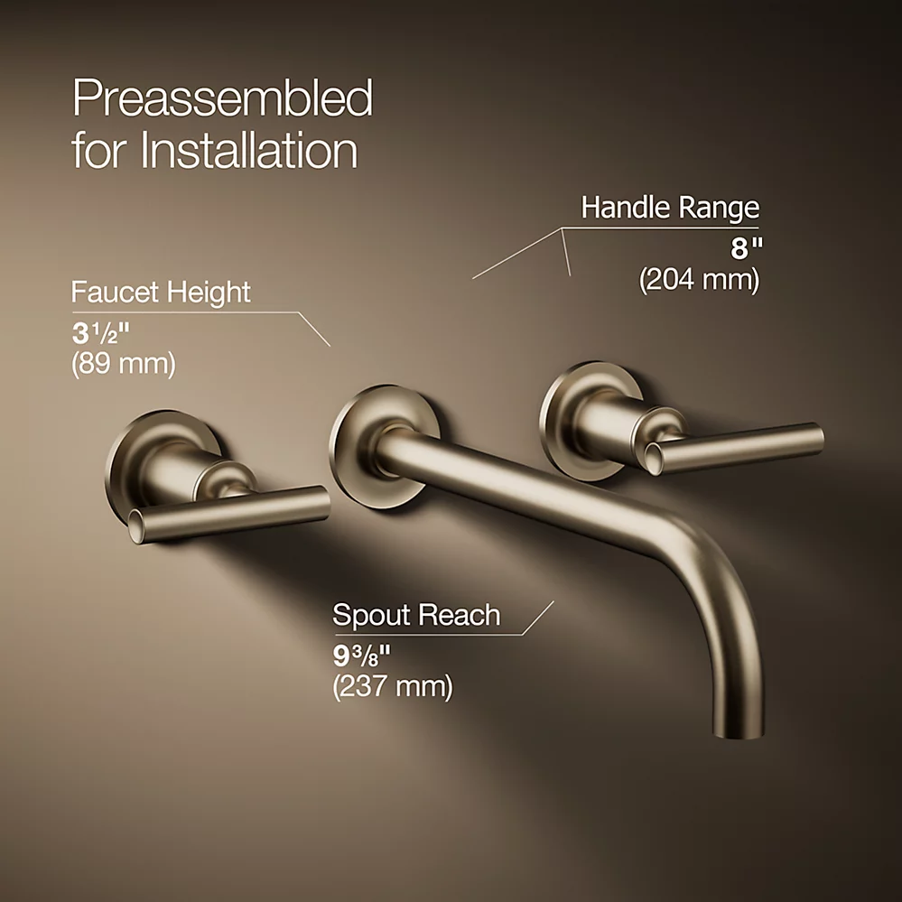 Kohler T14414-4-BV Purist W-M Lav Trim, 9 90 Deg Spt, Lvr