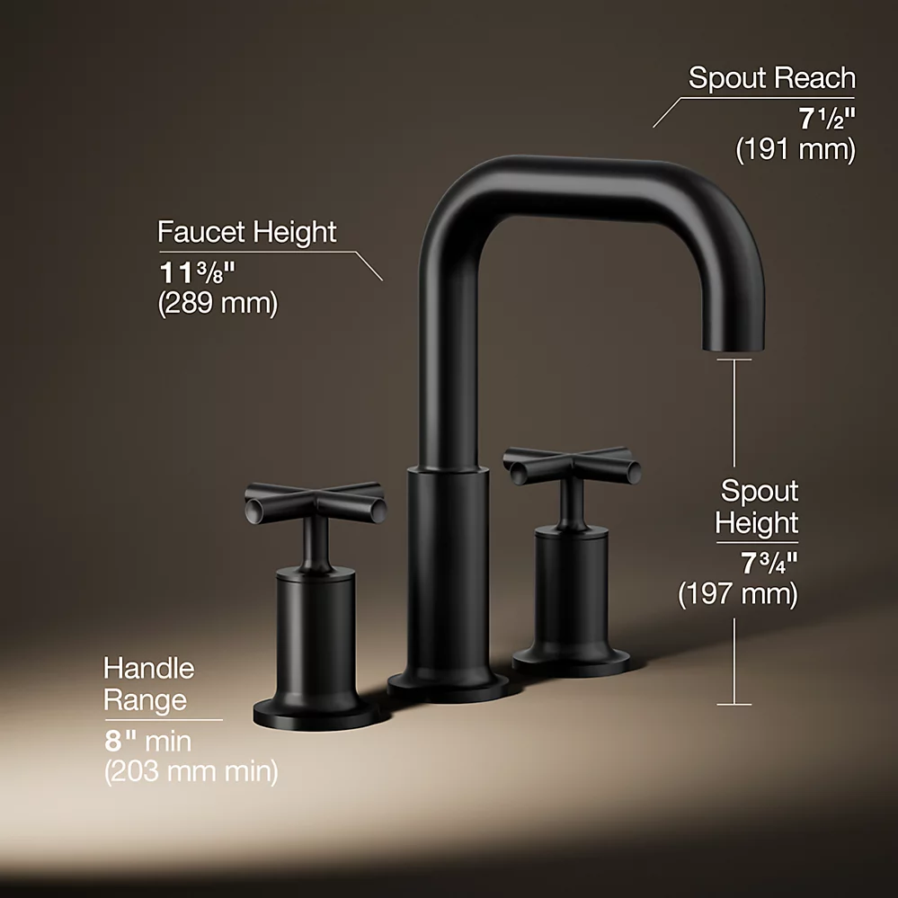 Kohler T14428-3-BL Purist Deck-Mount Bath Faucet Trim