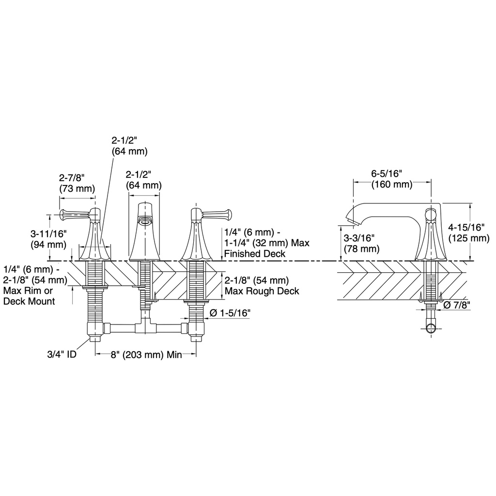 Kohler T469-4V-BN Memoirs Deck/Rim Mount Faucet