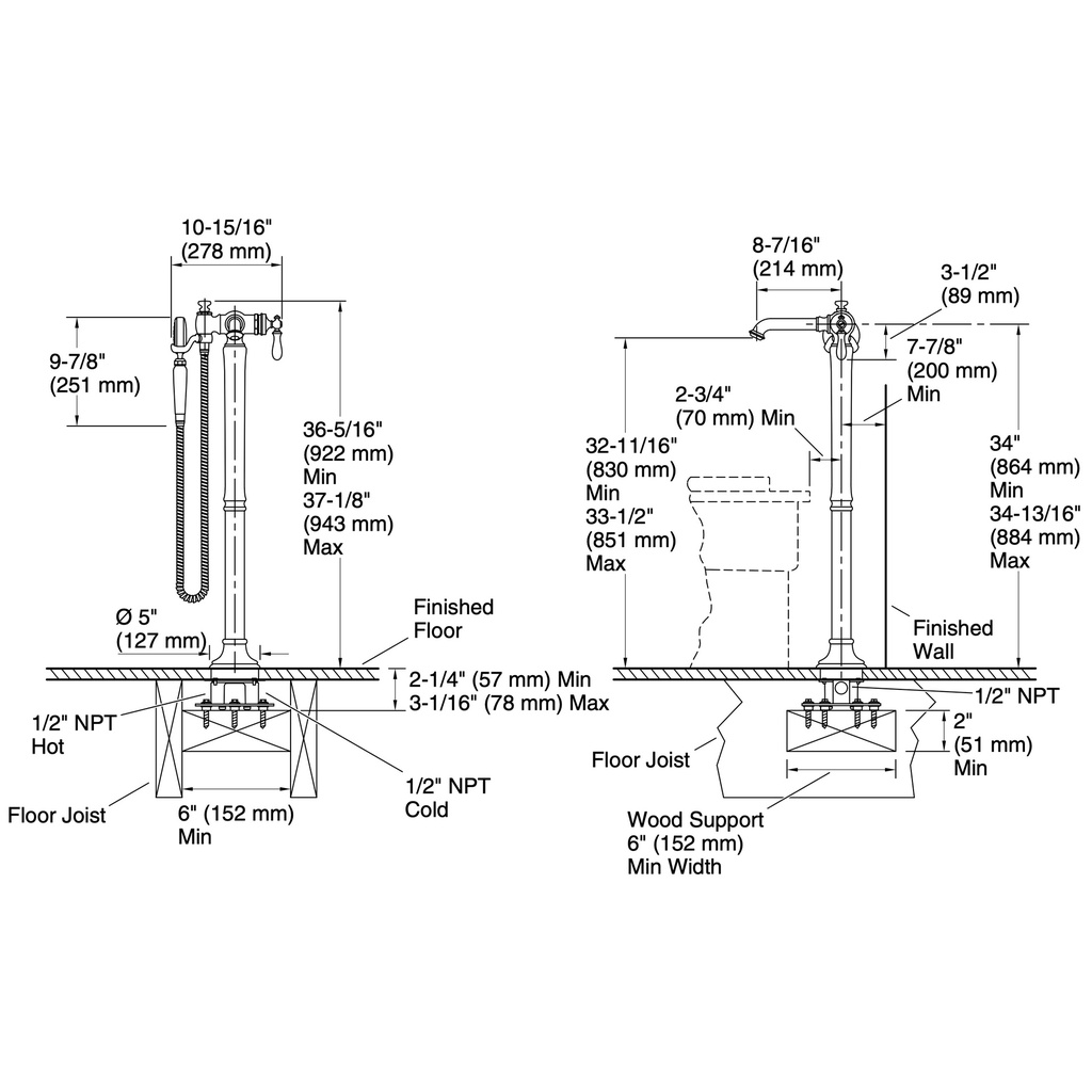 Kohler T72790-9M-BN Artifacts Freestanding Bath Faucet Trim