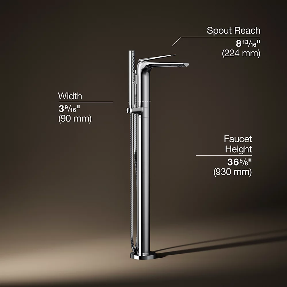 Kohler T97367-4-CP Avid Freestanding Bath Faucet Trim Lvr