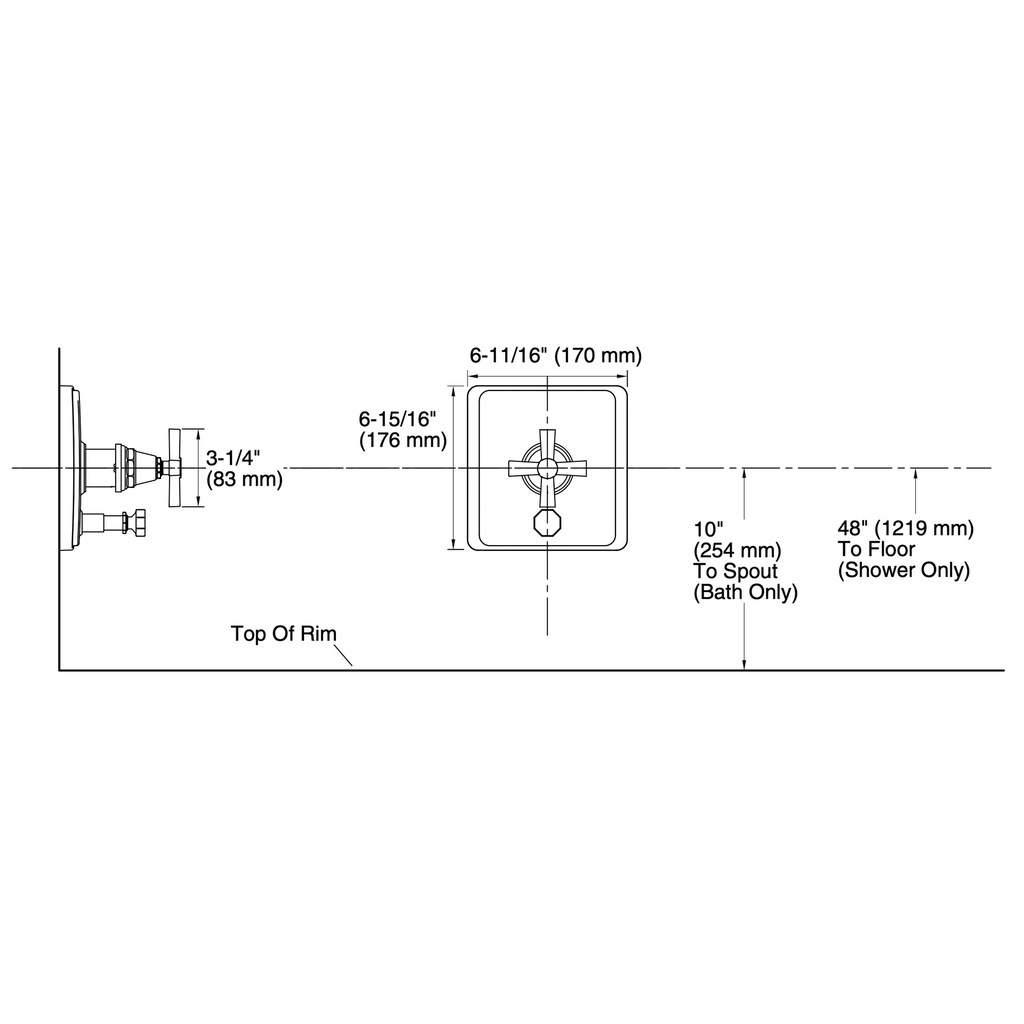 Kohler T98757-3A-BN Pinstripe Pure, B&S Trim W/Div