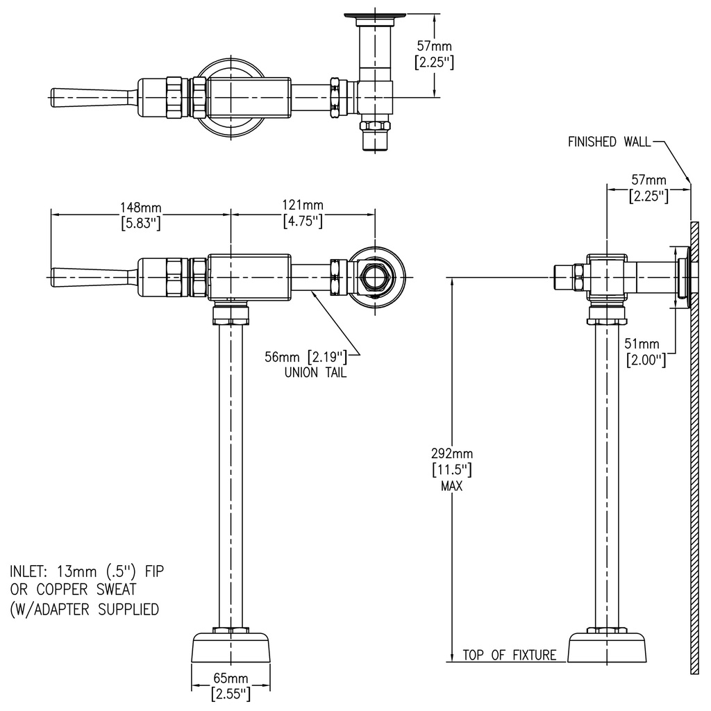 Delta 86T505 Metering Urinal Valve W/Stop