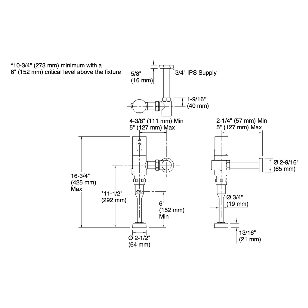 Kohler 10UD00G20-CP Mach Tripoint Dc 0.5 Gpf Urinal Fv