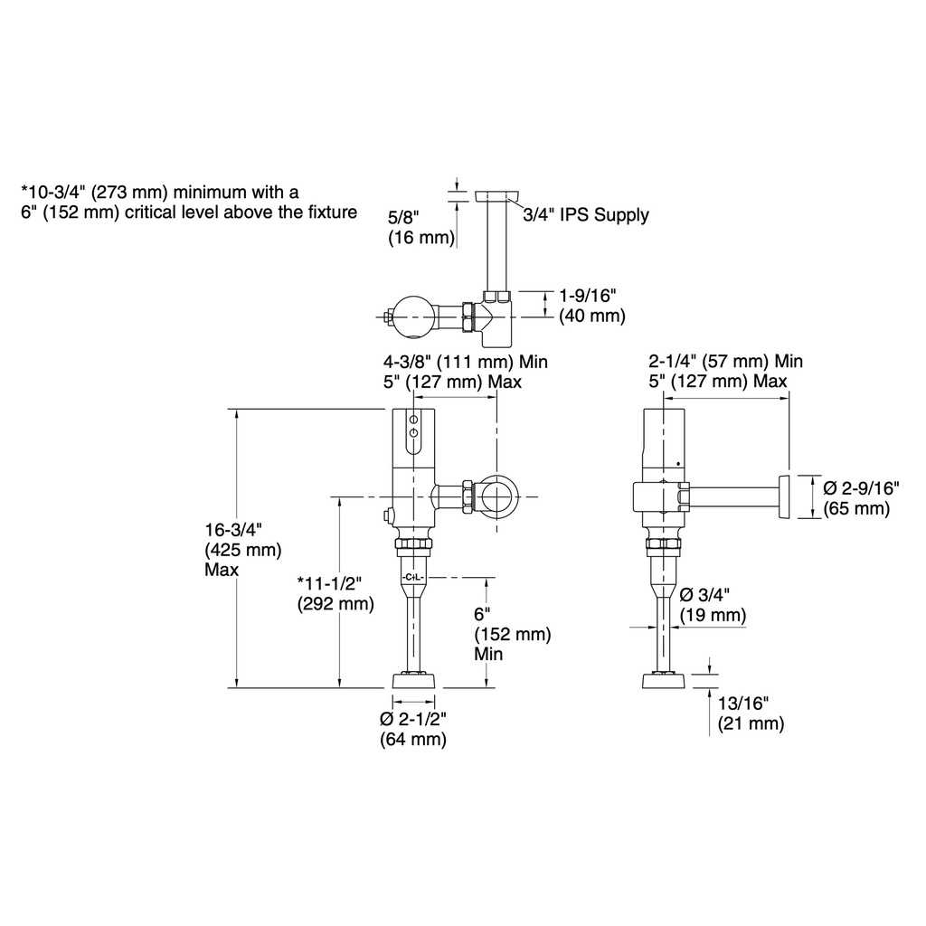 Kohler 10UD00K20-CP Mach Tripoint Dc 1.0 Gpf Urinal Fv