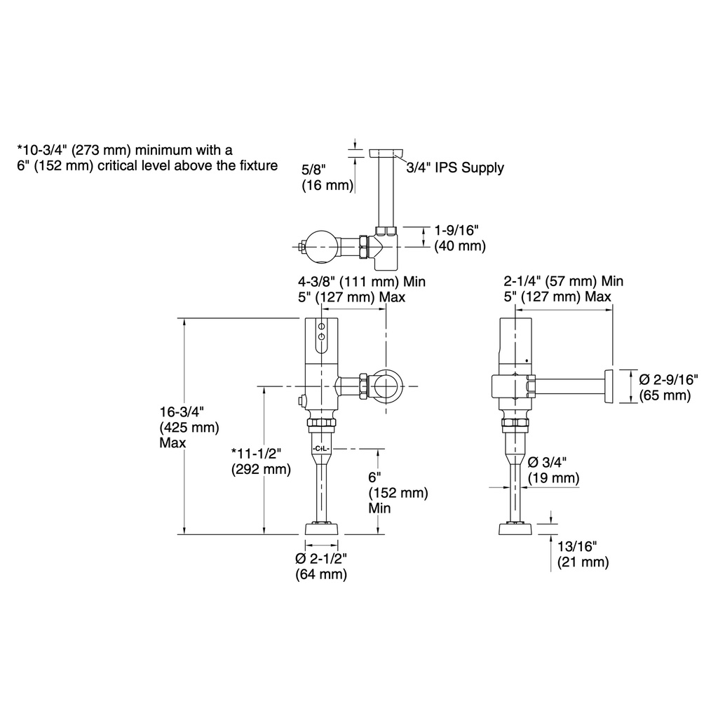 Kohler 10UH00D20-CP Mach Tripoint Hec 0.125 Gpf Urinal Fv