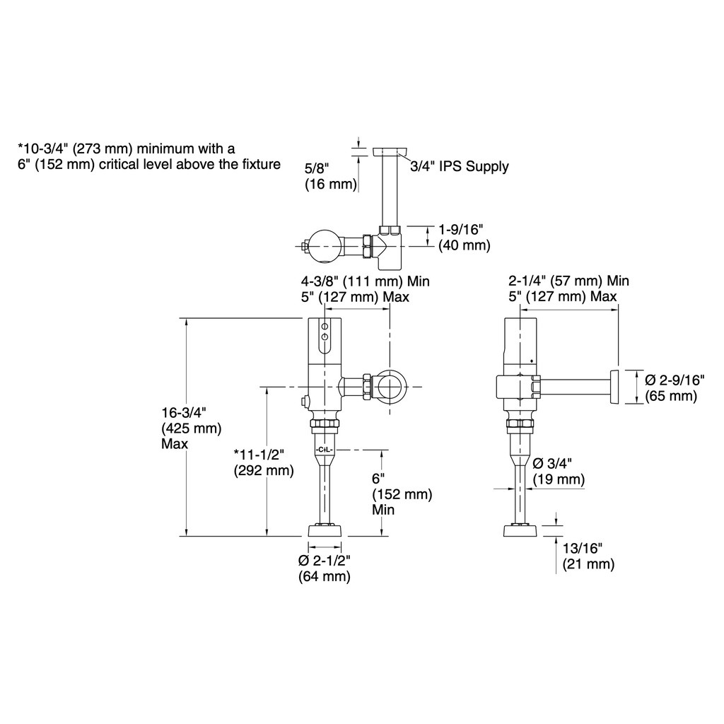 Kohler 10UH00G20-CP Mach Tripoint Hec 0.5 Gpf Urinal Fv