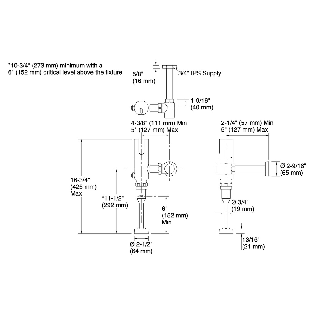 Kohler 40UD00D20-CP Mach Wave Dc 0.125 Gpf Urinal Fv