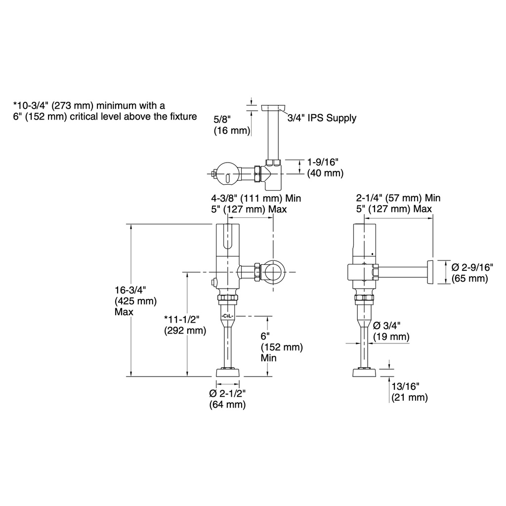 Kohler 40UD00K20-CP Mach Wave Dc 1.0 Gpf Urinal Fv