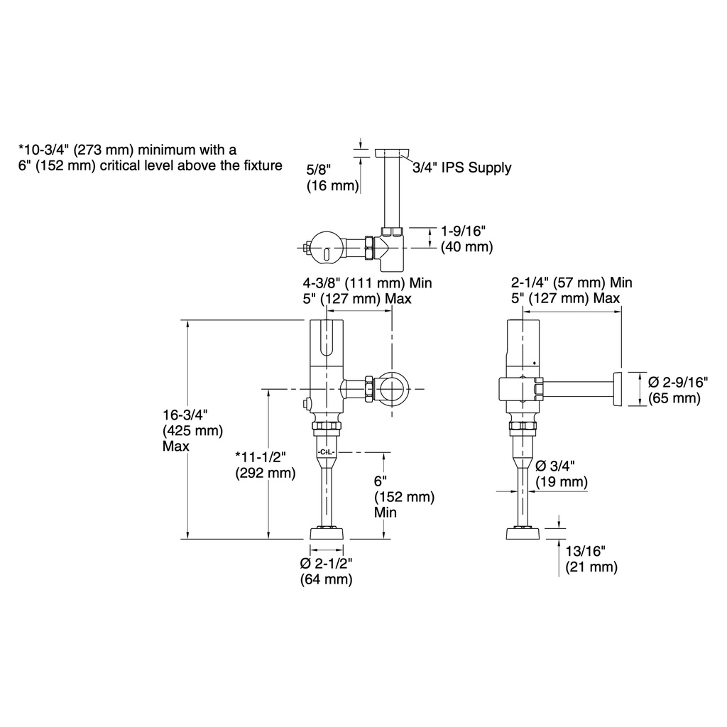 Kohler 40UH00K20-CP Mach Wave Hec 1.0 Gpf Urinal Fv
