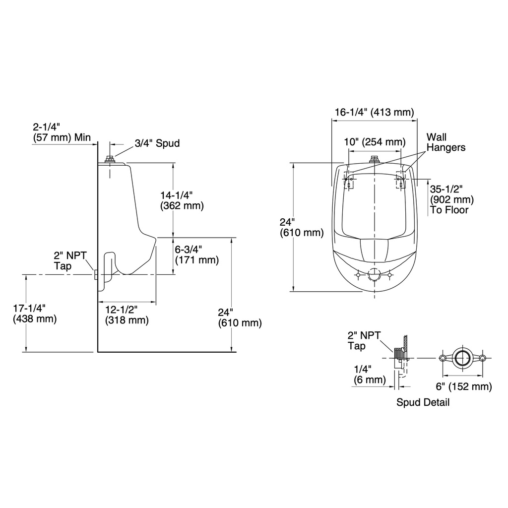 Kohler 4989-T-7 Freshman Lite Urinal-Top Spud