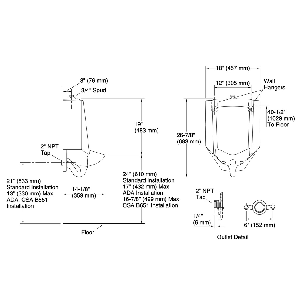 Kohler 4991-ET-7 Bardon Accuflush 1/8 Gpf Urinal - Top