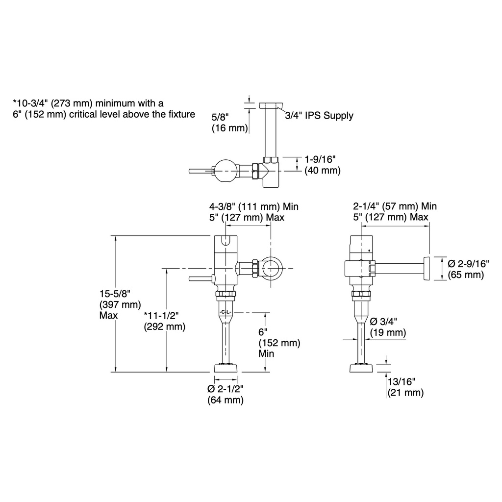 Kohler 80UM00D20-CP Mach Manual 0.125 Gpf Urinal Fv
