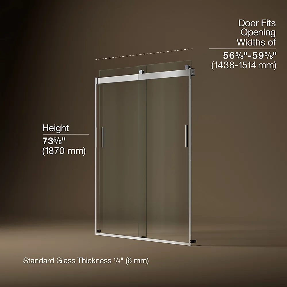 Kohler 706009-L-SH Levity 1/4 Shower Door 74 X 59-5/8 Hdl