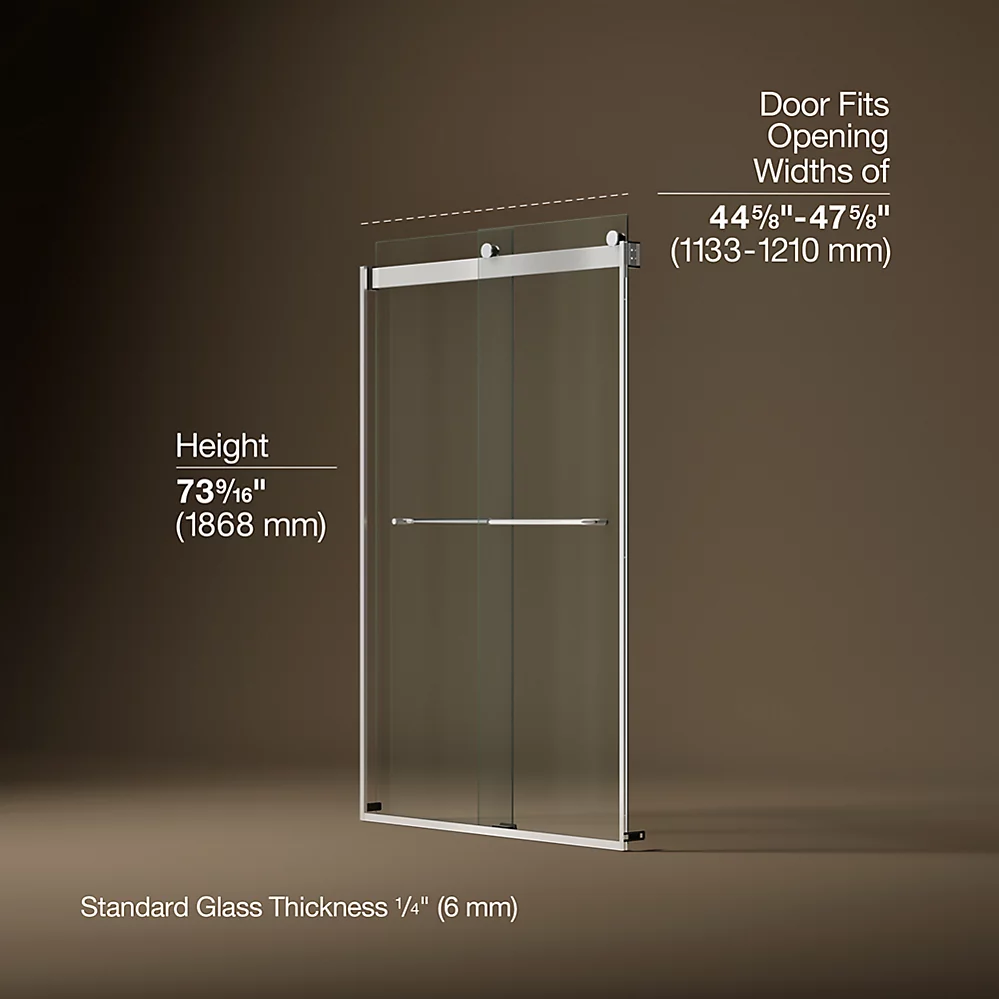Kohler 706014-L-SH Levity 1/4 Shower Door 74 X 47-5/8 Tb