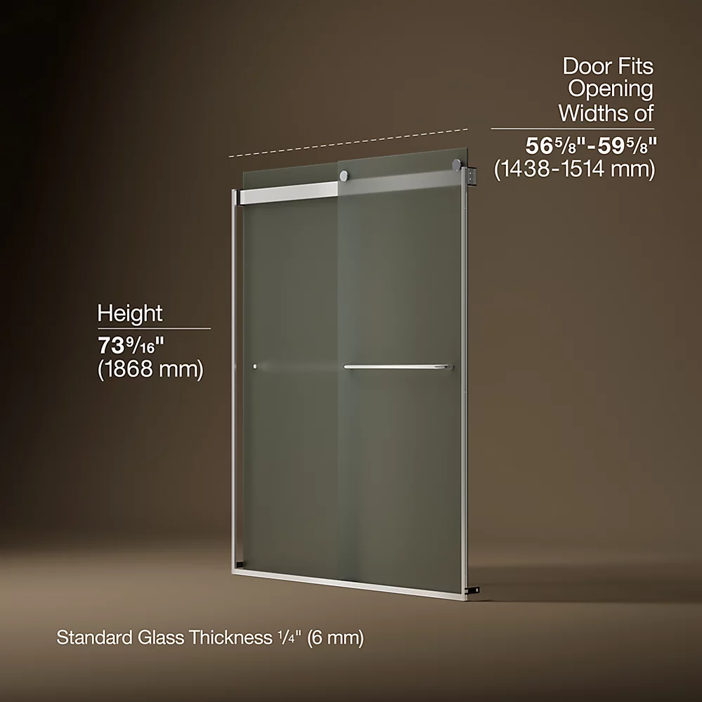 Kohler 706015-D3-SH Levity 1/4 Shower Door 74 X 59-5/8 Tb