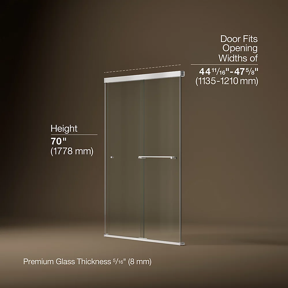Kohler 707100-L-SHP Revel 1/4 Shower Door, 70 X 47-5/8