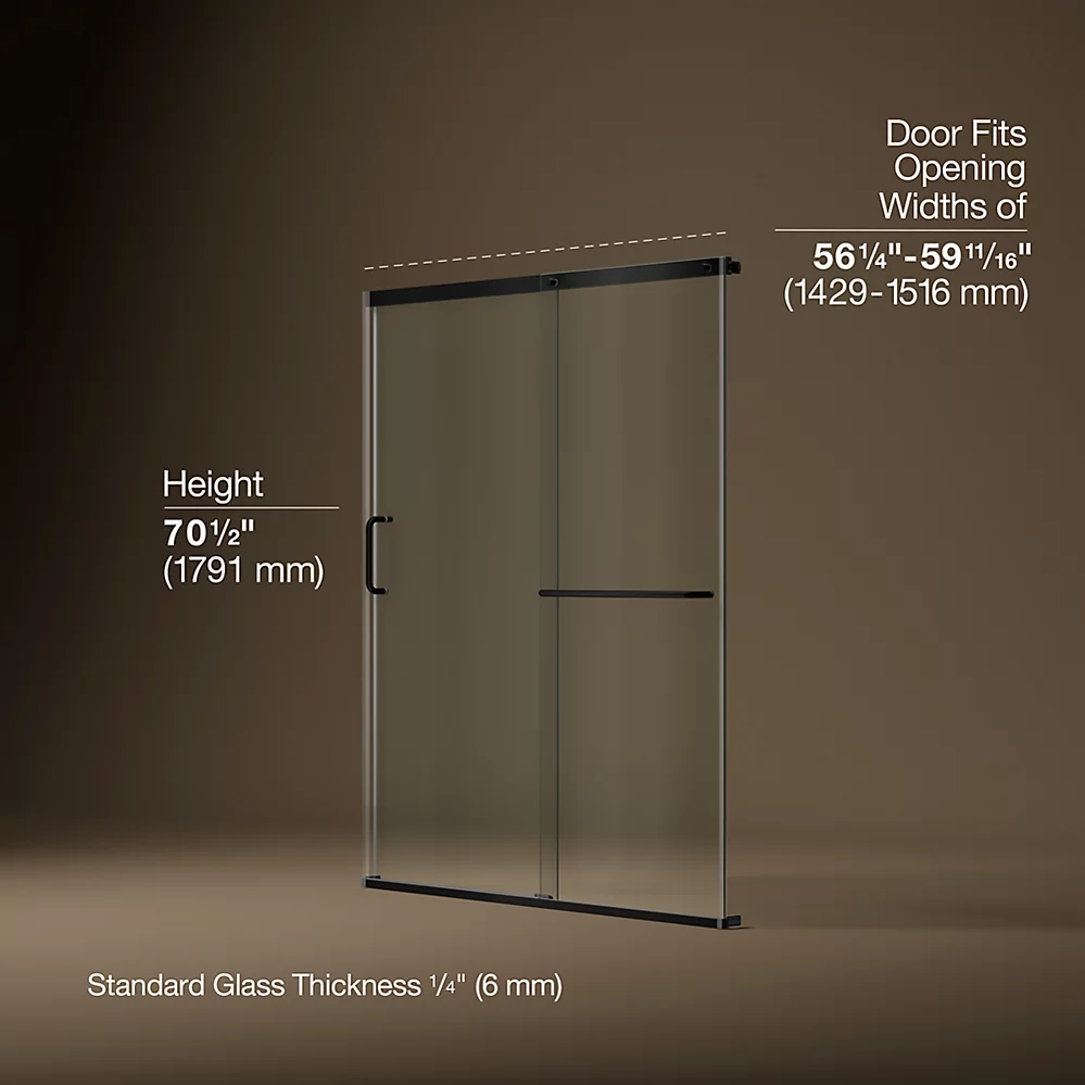 Kohler 707608-6L-BL Elate 1/4 Shower Door 70 1/2 X 59 5/8