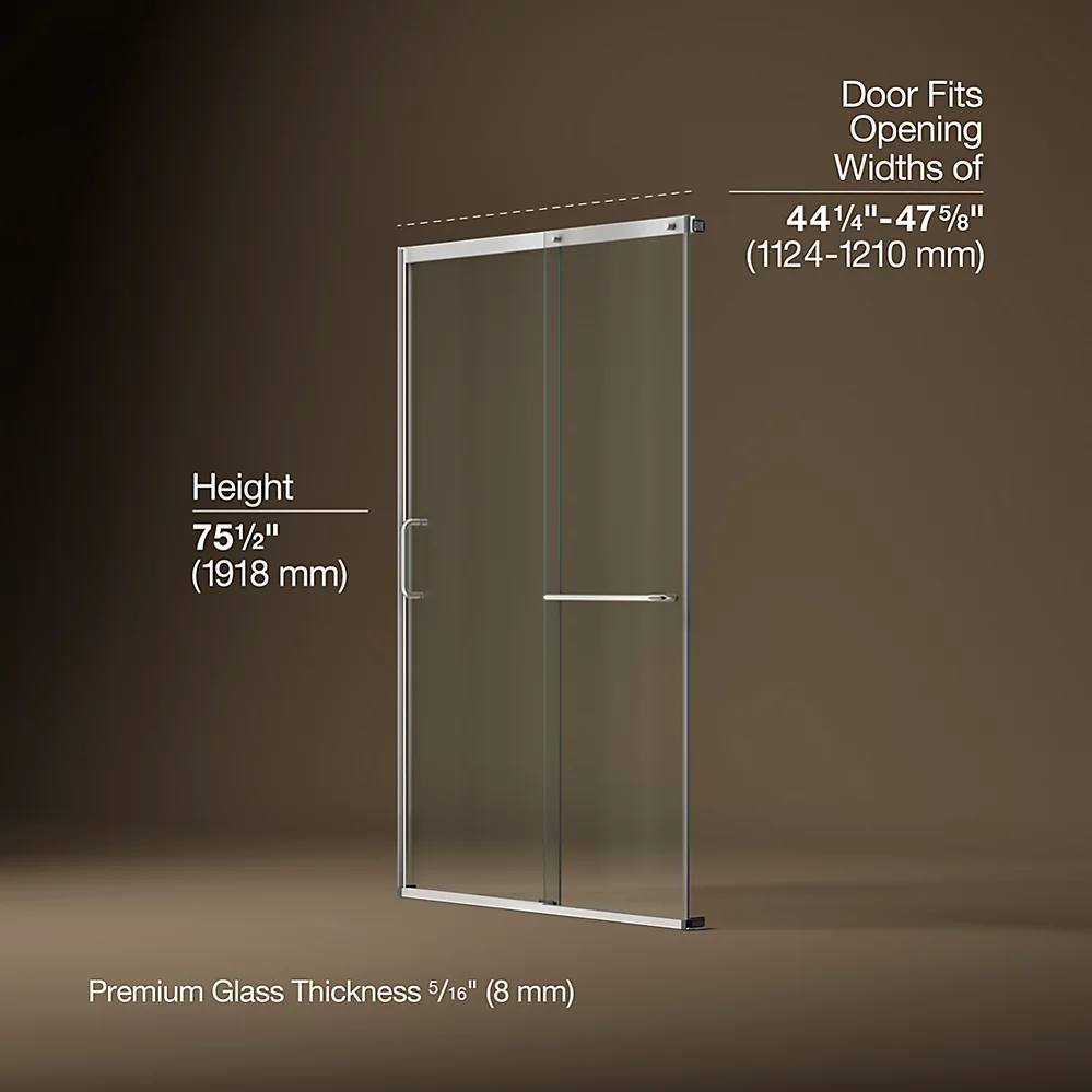 Kohler 707614-8L-SH Elate 5/16 Shower Door 75 1/2 X 53 5/8