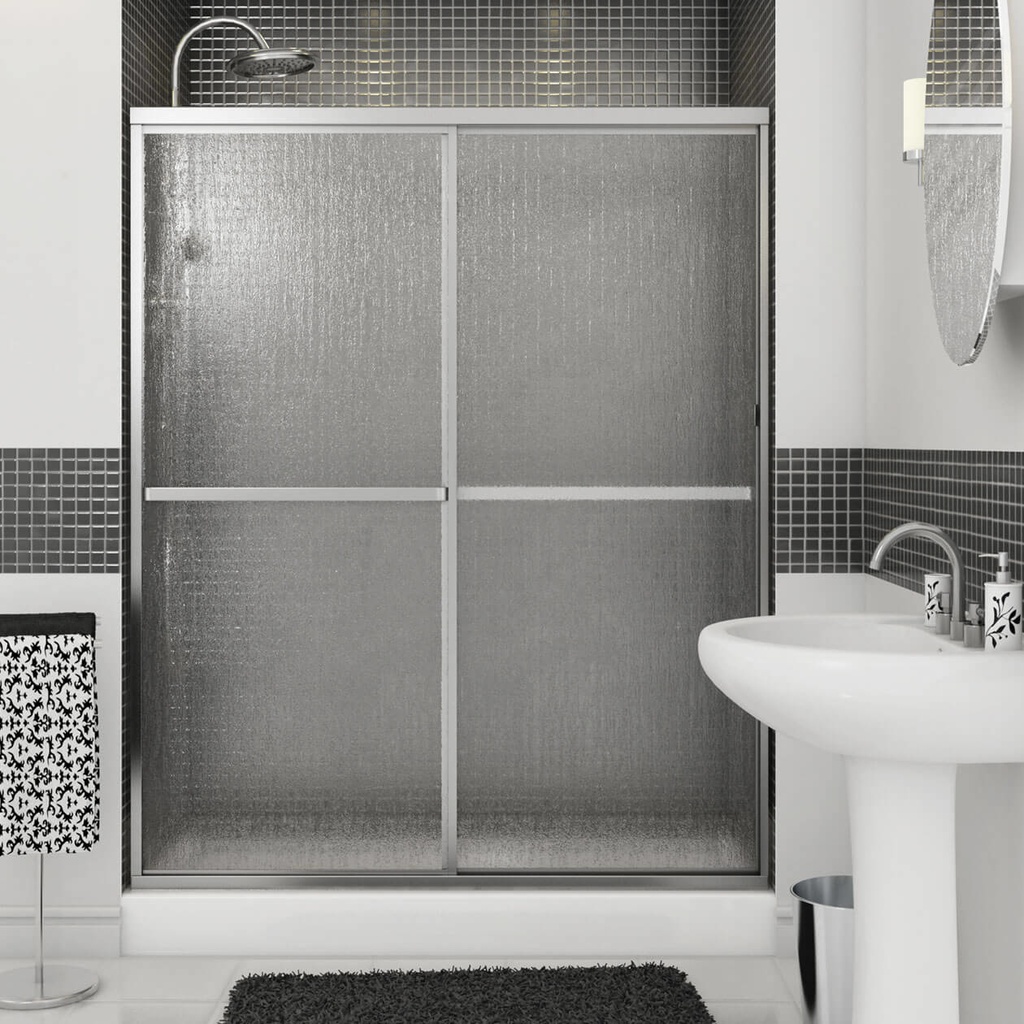 Maax 105412-970-084-000 Polar 54-59 _ in. x 68 in. Bypass Shower Door for Alcove Installation with Raindrop glass in Chrome