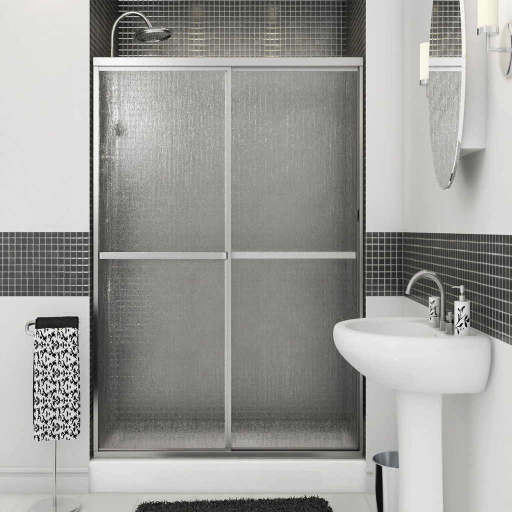 Maax 105413-970-084-000 Polar 42-47 _ in. x 68 in. Bypass Shower Door for Alcove Installation with Raindrop glass in Chrome