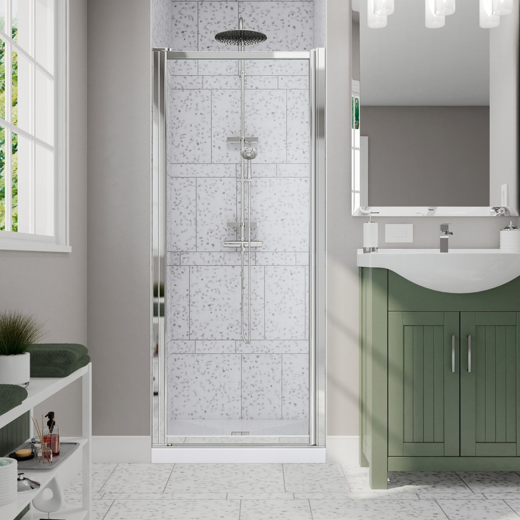 Maax 136625-900-084-000 Pivolok 23-24 _ x 64 _ in. Pivot Shower Door for Alcove Installation with Clear glass in Chrome