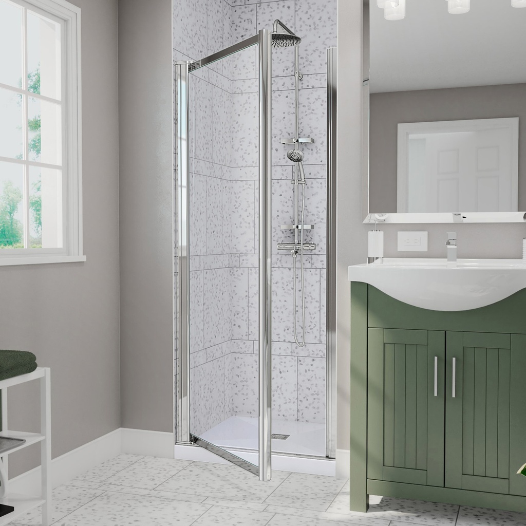Maax 136625-900-084-000 Pivolok 23-24 _ x 64 _ in. Pivot Shower Door for Alcove Installation with Clear glass in Chrome