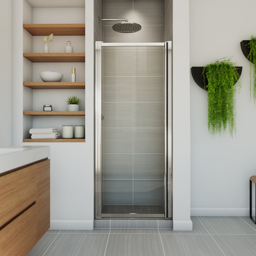 Maax 136635-900-084-000 Pivolok 27-28 _ x 64 _ in. Pivot Shower Door for Alcove Installation with Clear glass in Chrome