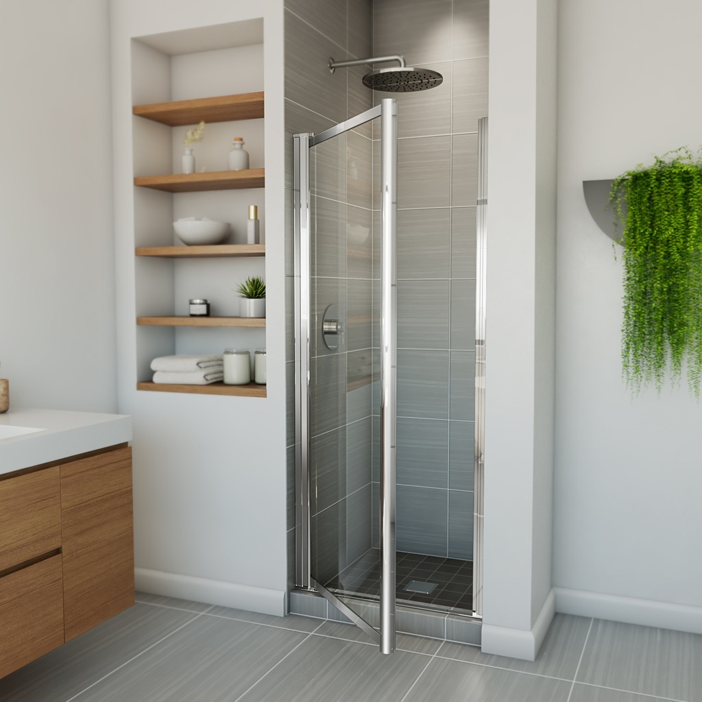 Maax 136635-900-084-000 Pivolok 27-28 _ x 64 _ in. Pivot Shower Door for Alcove Installation with Clear glass in Chrome