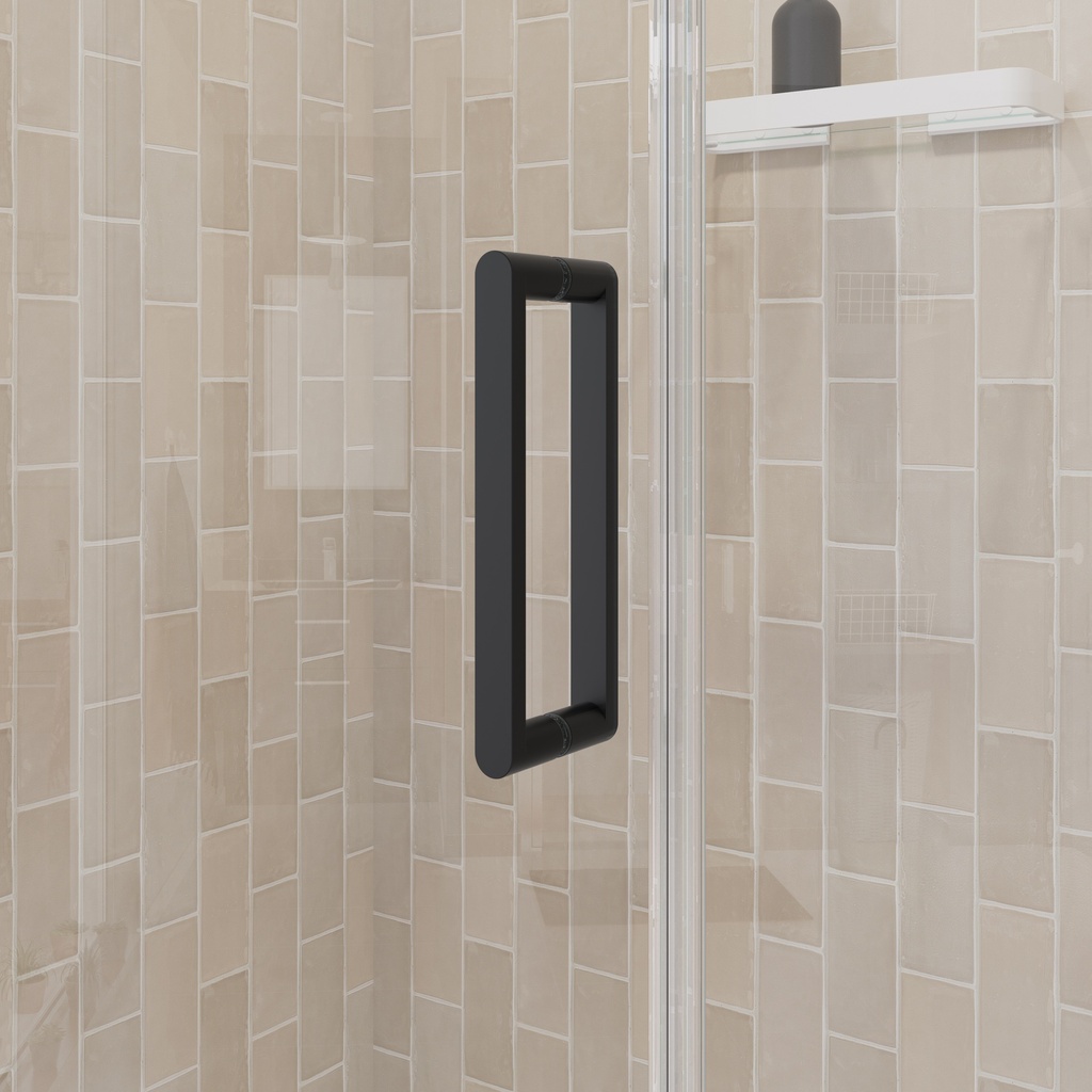Maax 139265-900-340-100 Cappadocia 33-35 x 68 in. 6 mm Pivot Shower Door for Alcove Installation with Clear glass & Round Handle in Matte Black