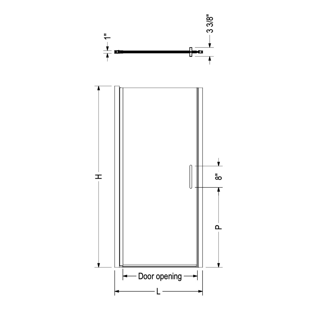 Maax 139265-900-340-100 Cappadocia 33-35 x 68 in. 6 mm Pivot Shower Door for Alcove Installation with Clear glass & Round Handle in Matte Black