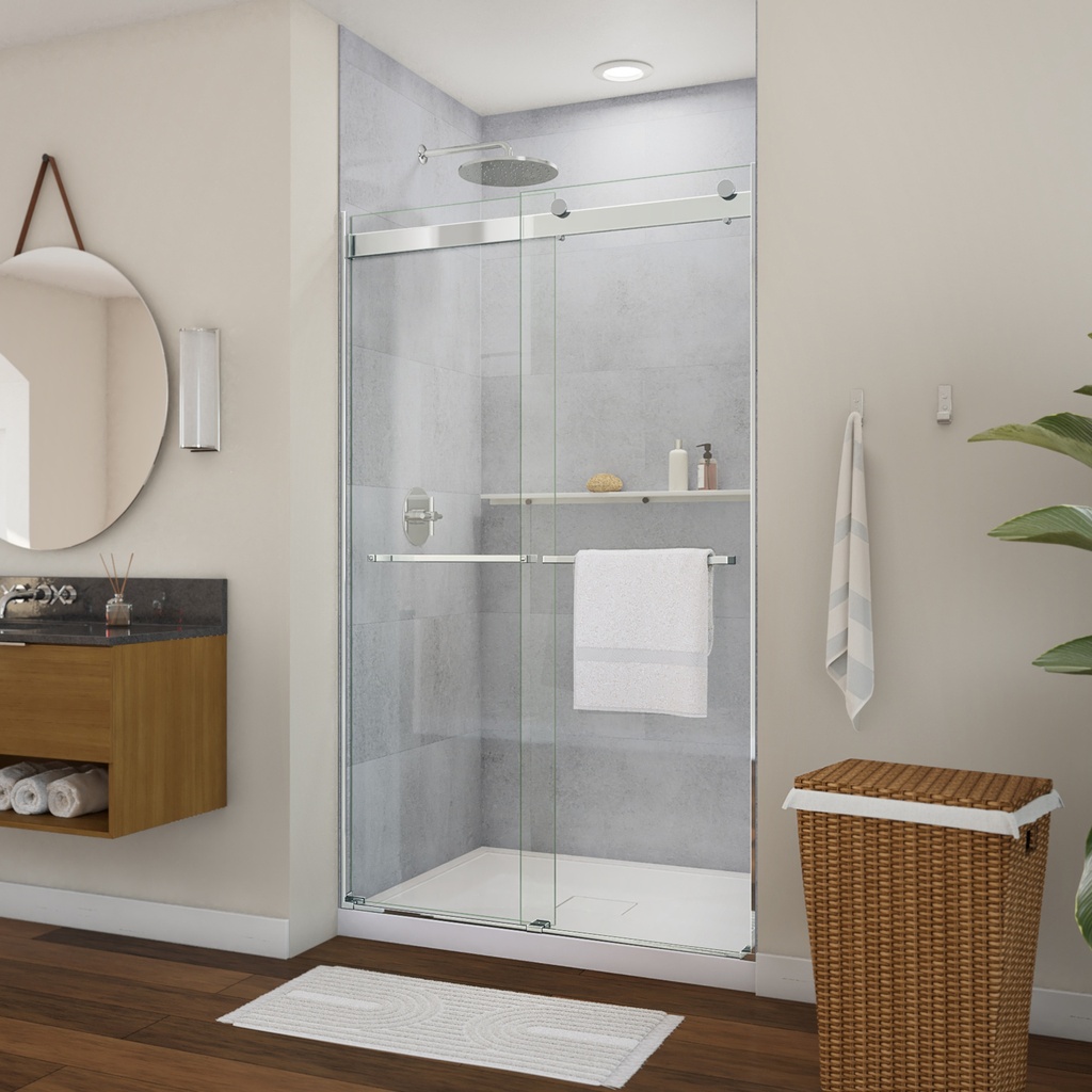 Neptune 220339-900-084-000 Barena 44-48 x 76 in. 8mm Bypass Shower Door for Alcove Installation with Clear Glass in Chrome