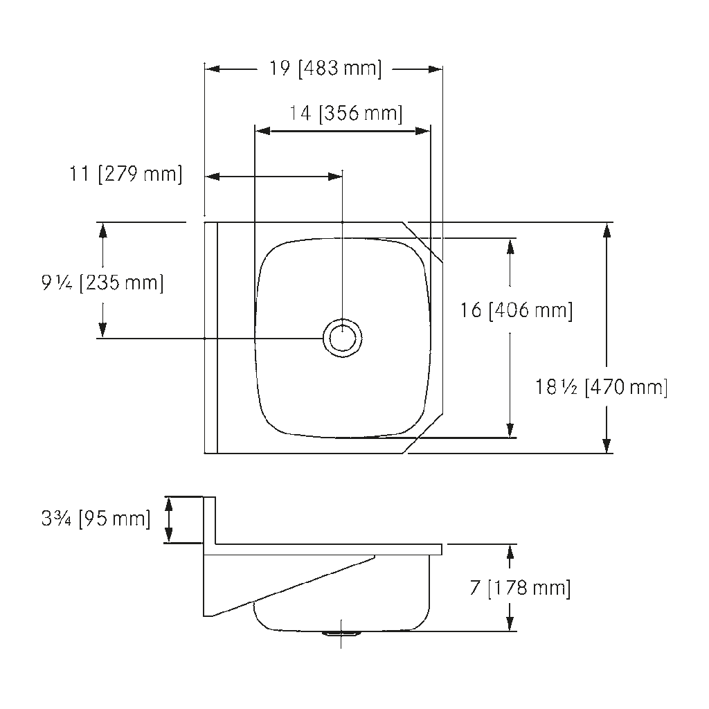 Franke WHB1819-7 Wall Hung Wash Basin 18Ga