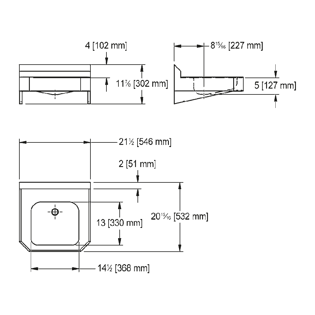 Franke WHB2221-8-1 Wall Hung Wash Basin 18Ga 1 Hole Ada