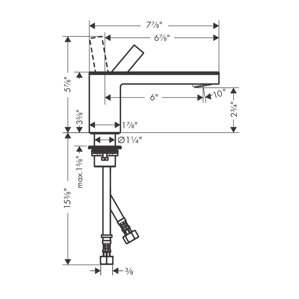 Hansgrohe 47012001 Single-Hole Faucet 70 Without Plate, 1.2 Gpm
