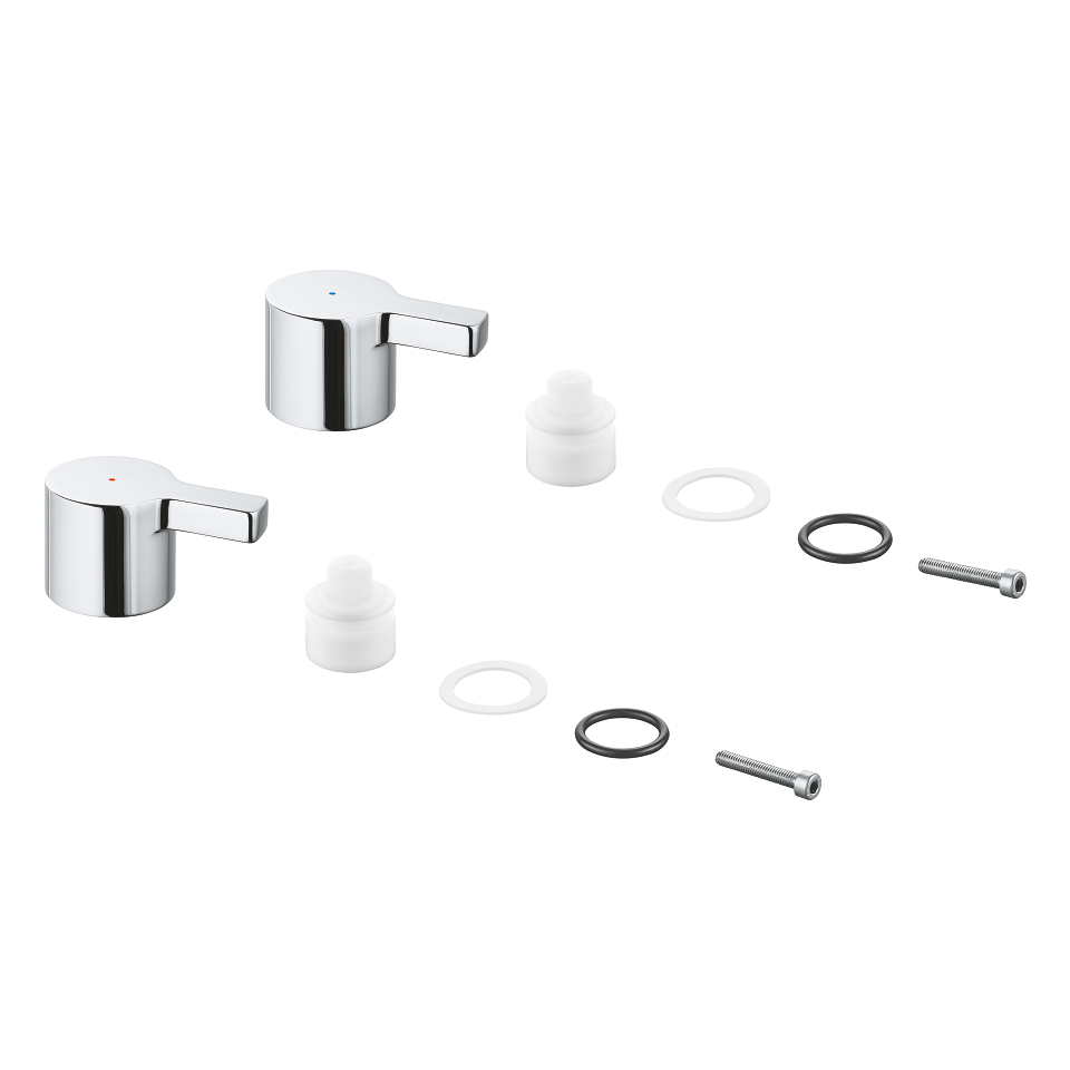 Grohe 48316000 Lineare Pair Of Handles Blue/Red Grohe Chrome